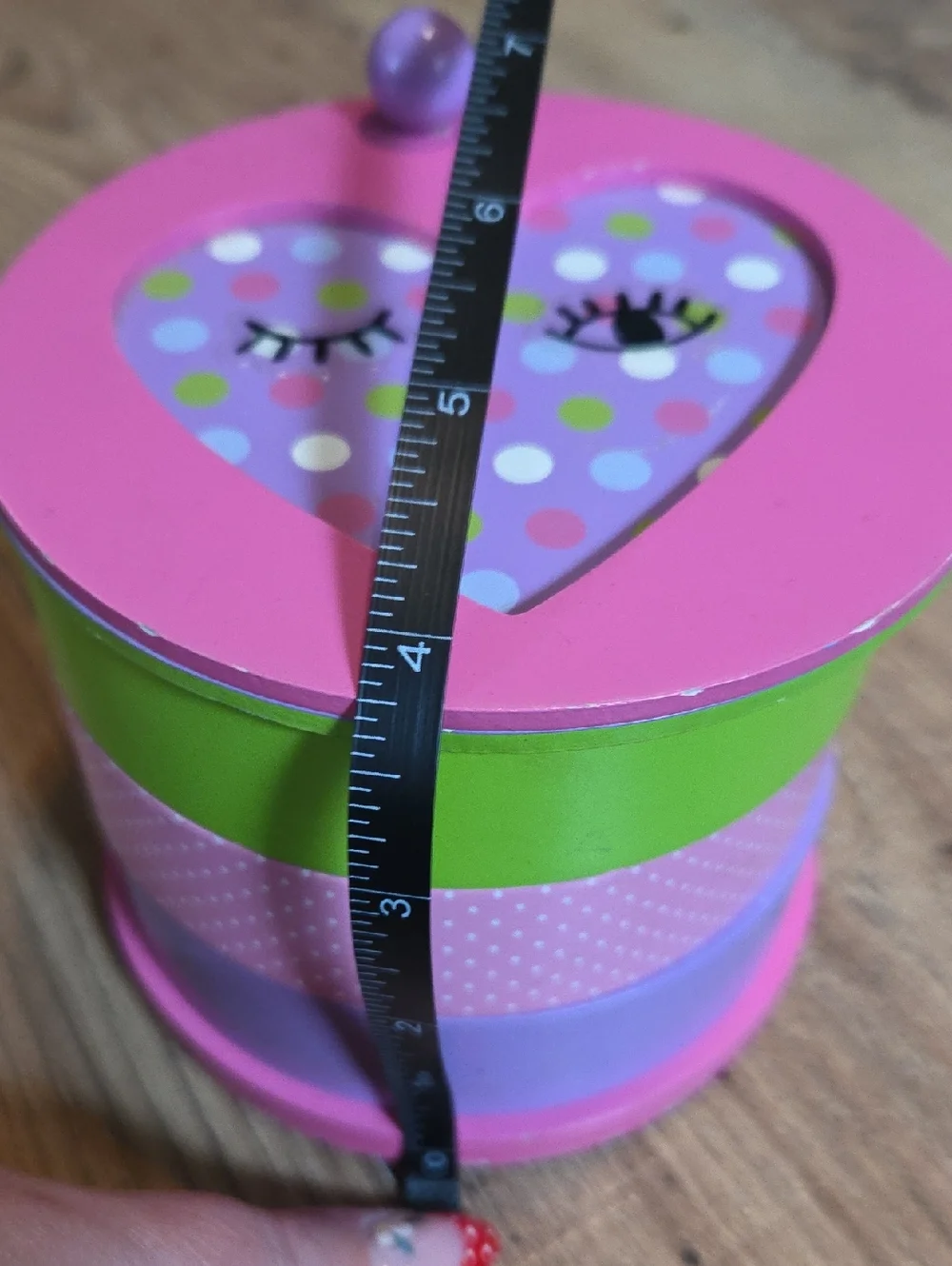 Claire's | Pink Heart Trinket Box with Purple & Green Compartments